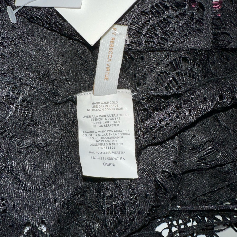 BECCA *Malay* black crochet lace fringe coverup skirt sarong shawl headwrap - Picture 7 of 7